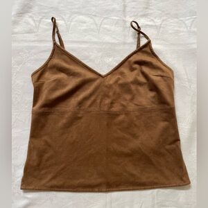 Abercrombie & Fitch Y2K Suede Cami Top Small Brown Babydoll Forest Fairy Boho